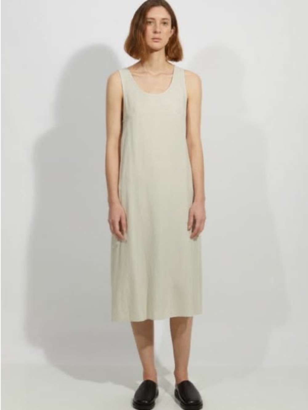 La Garconne Moderne Cream Sleeveless Midi Dress — Minimalist Slip Style